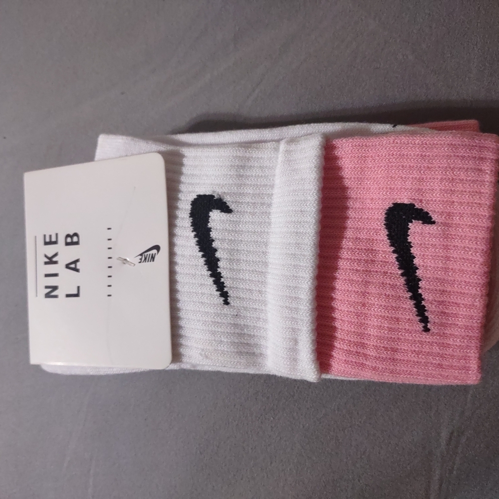 Nike Lab White and Pink Socks